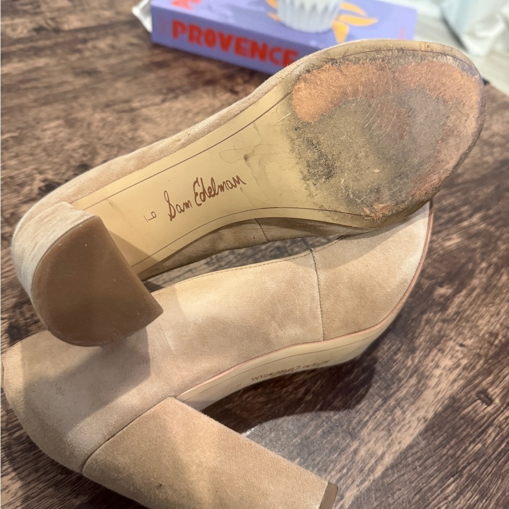 Sam Edelman Tan Heels Elegant Suede Design - Picture 5 of 8